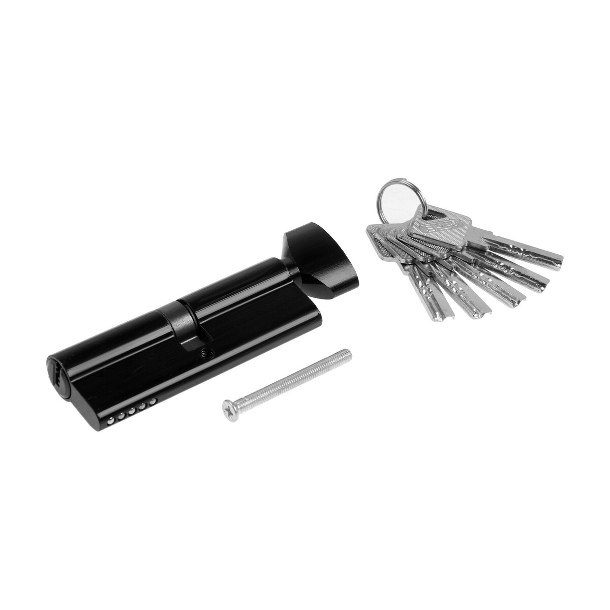 Цилиндровый механизм, 90 мм, с вертушкой, перфорированный ключ, 5 ключей, цвет черный замок навесной аллюр вс1ч 4506 1418 блистер цилиндровый 5 ключей