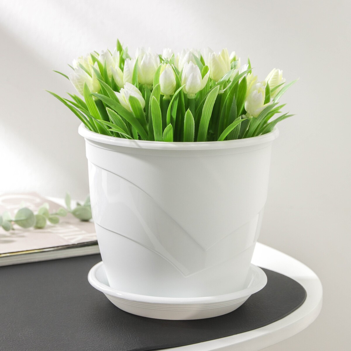 Горшок для цветов с поддоном комплект посудосушителей с поддоном для шкафа 60 см 56 5×25 6 см белый
