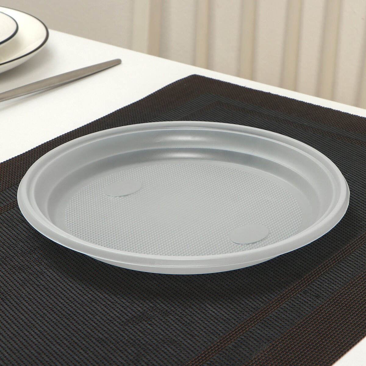 Набор пласиковых одноразовых тарелок, d=20,5 см, цвет белый, в наборе 10 шт
