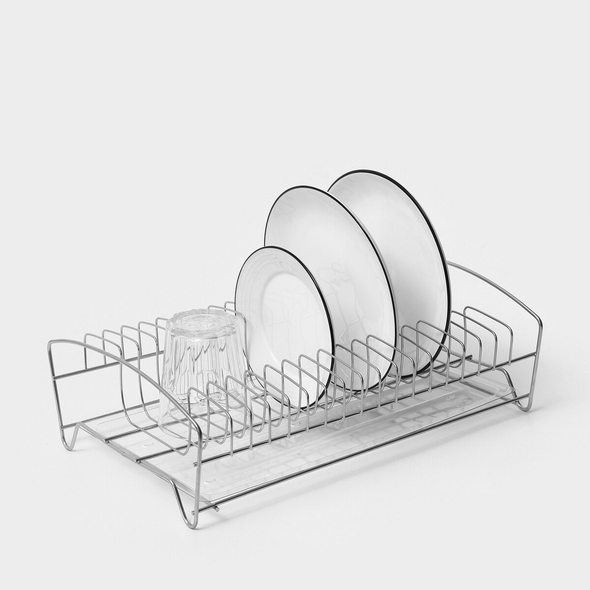 Сушилка для посуды с поддоном, 39×25×12 см, цвет хром сушилка для посуды и приборов настольная 1 ярус tekno tel хром