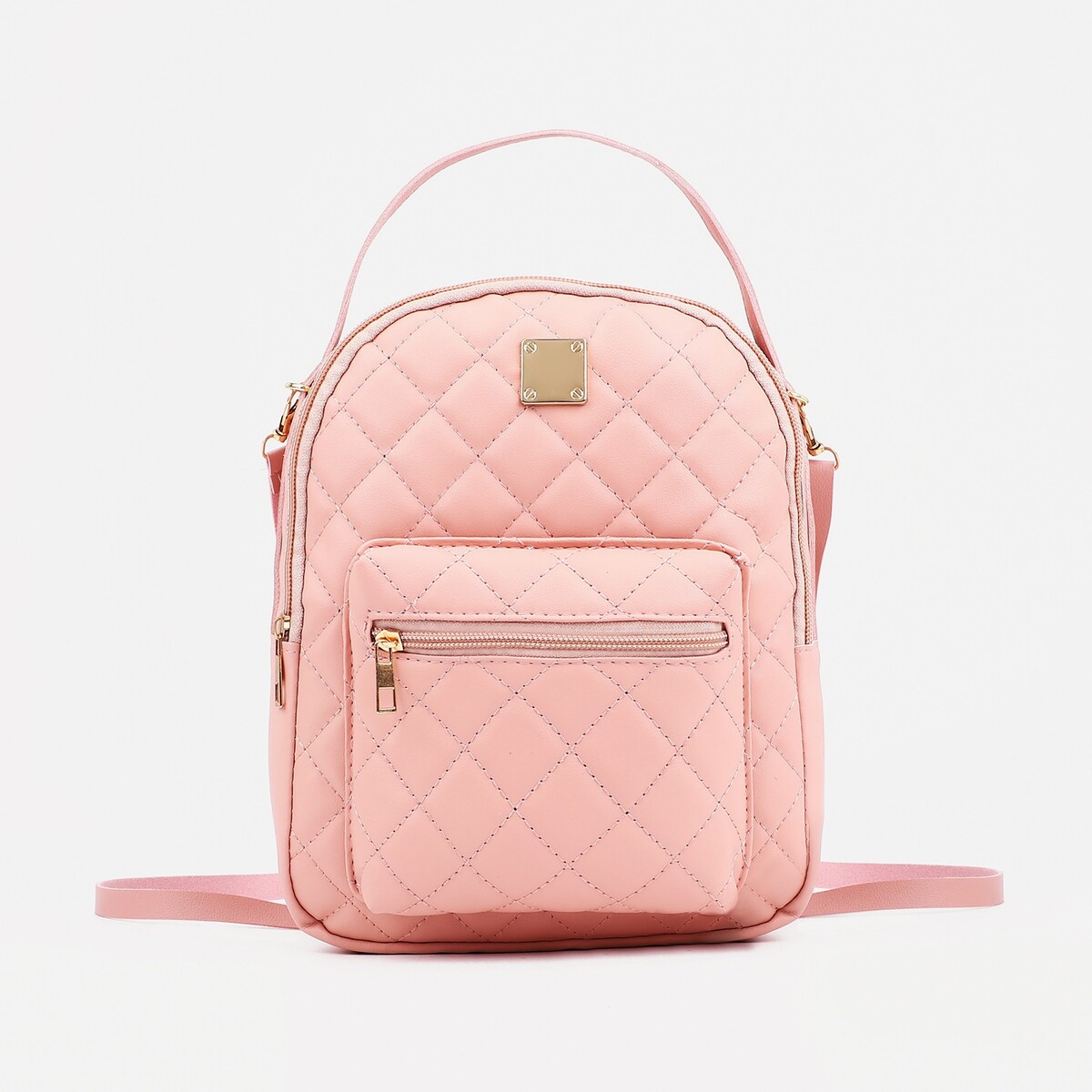 Мини-рюкзак из искусственной кожи на молнии, 1 карман, цвет розовый сумка для обуви на молнии наружный карман розовый голубой