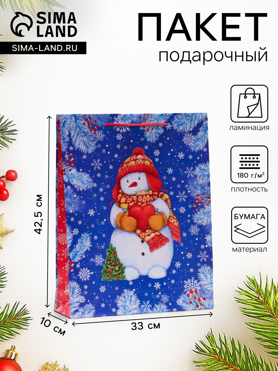 

Пакет подарочный новогодний ламинированный, Разноцветный