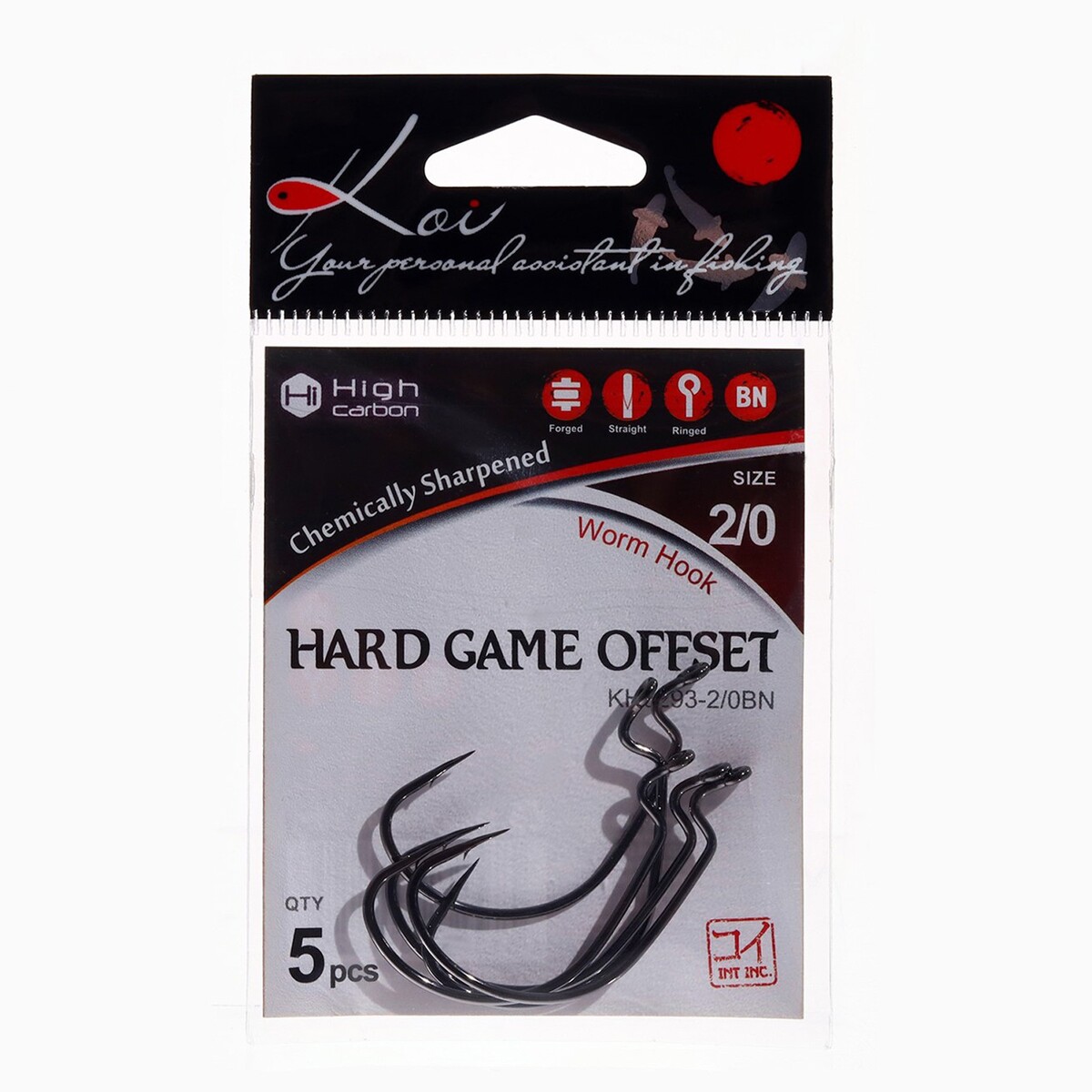 

Крючки офсетные koi hard game offset, цвет bn, № 2/0, 5 шт.