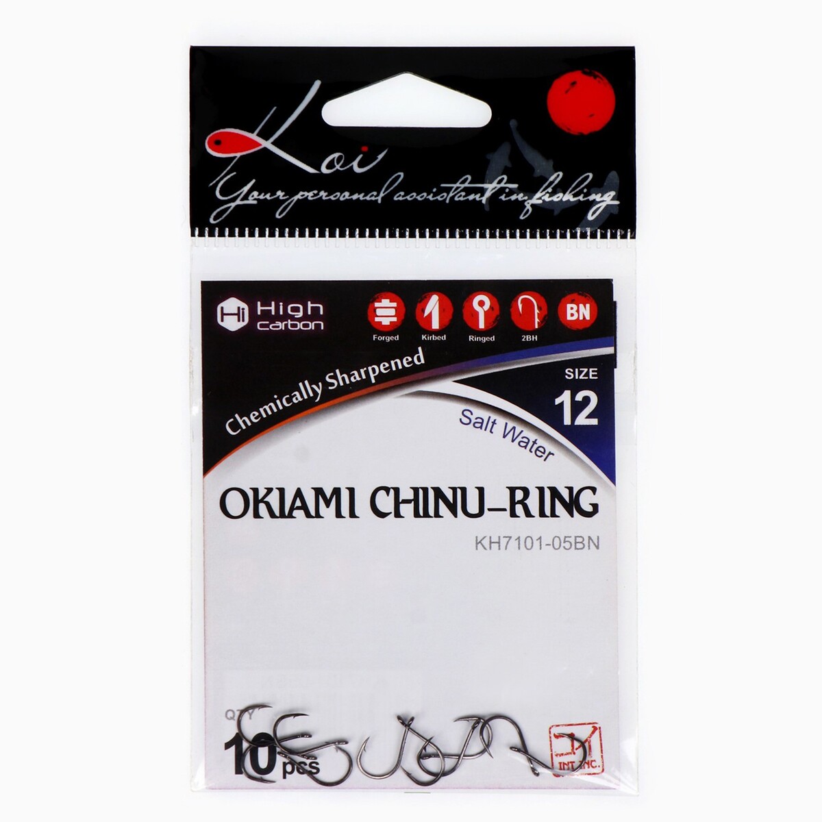 Крючки koi okiami chinu-ring, цвет bn, № 12/0.5, 10 шт. No brand