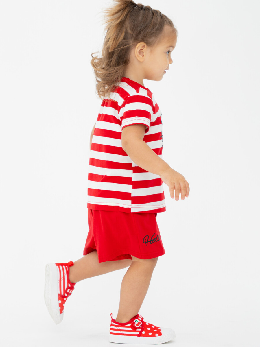 Комплект трикотажный фуфайка футболка шорты PLAYTODAY, размер рост 80 см, цвет красный 02511357 - фото 4