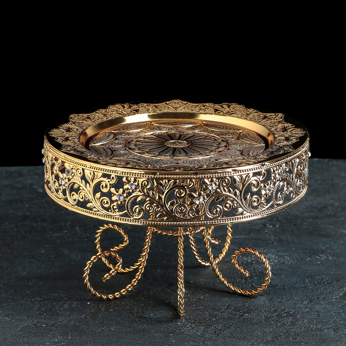 Тортовница, 25×15 см, цвет металла золотой салфетка ажурная для стола лучи 84×40 см пвх золотой