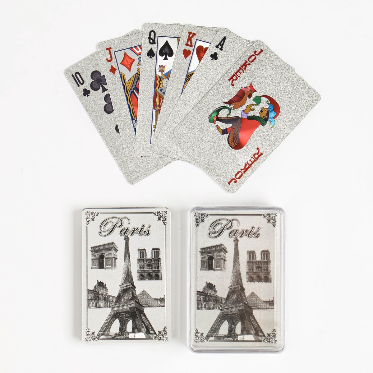 Карты игральные пластиковые paris, 54 шт, 33 мкм, карта 8.7 х 5.7 см, серебро игральные карты