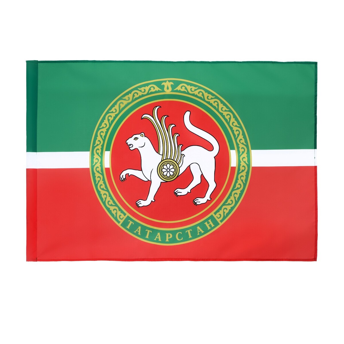 Флаг татарстана, 90 х 135, полиэфирный шелк, без древка