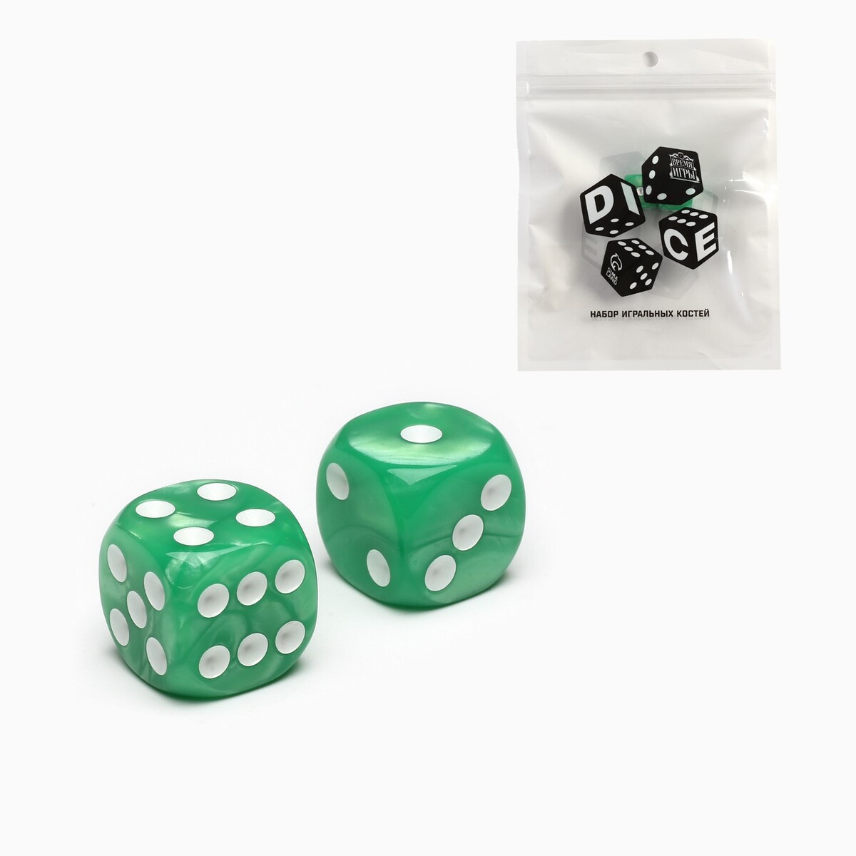 Кубики игральные Время игры, цвет зеленый
