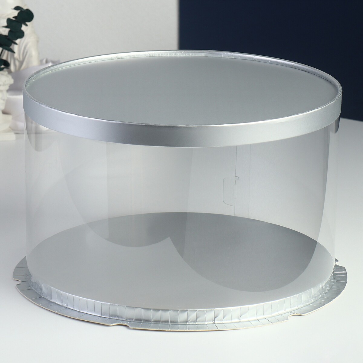 Коробка под торт, кондитерская упаковка, коробка на 4 капкейка серебро 18 5 × 18 × 10 см
