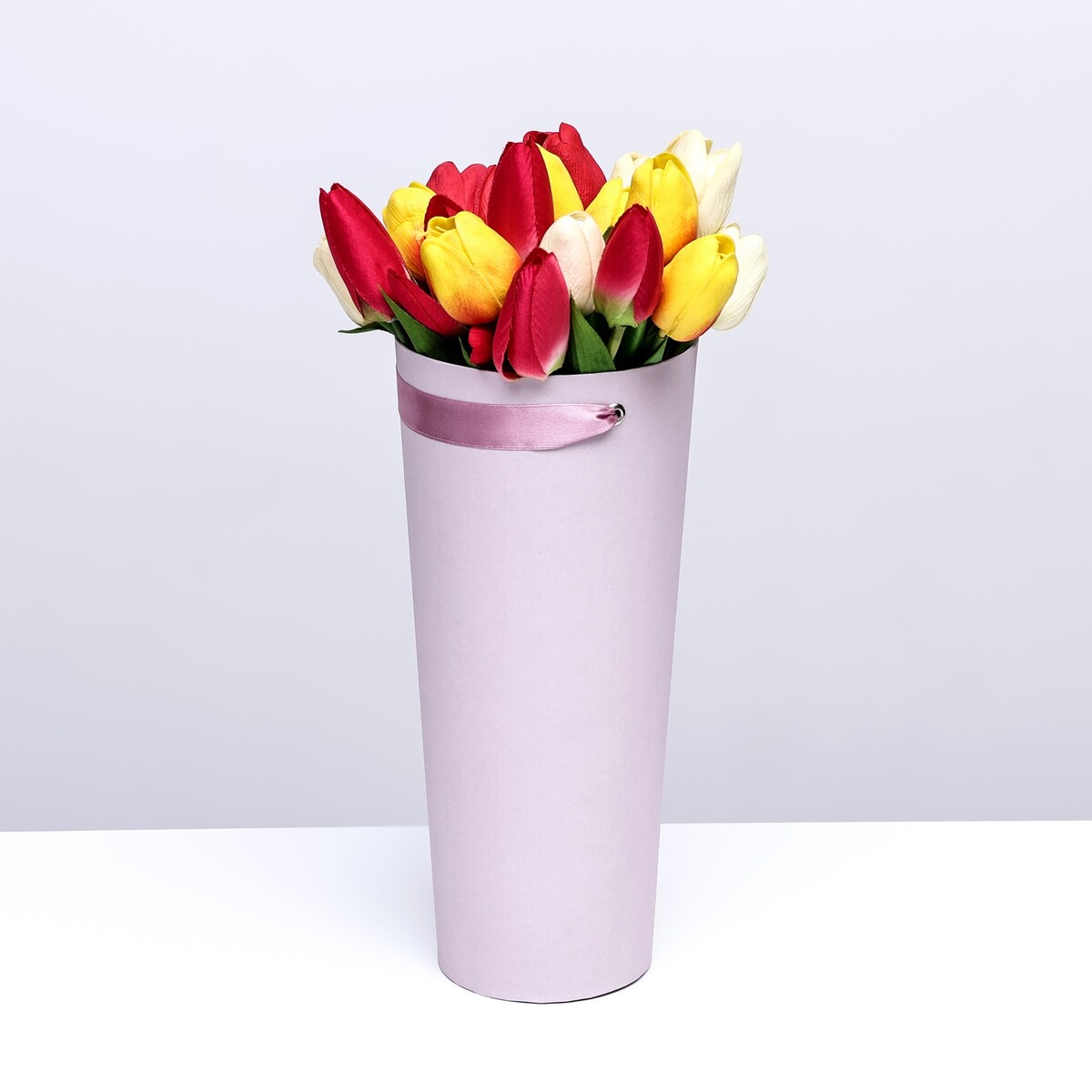 Переноска конус под цветы, пыльная роза 10 х 14 х 30 см переноска конус под ы фиолетовый 10 х 14 х 30 см