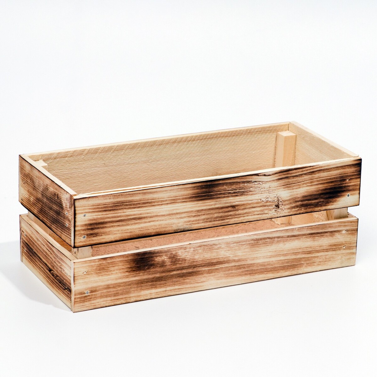 

Кашпо деревянное, двухреечное, обоженное, 24,5 х 11,5 х 9 см, Бежевый