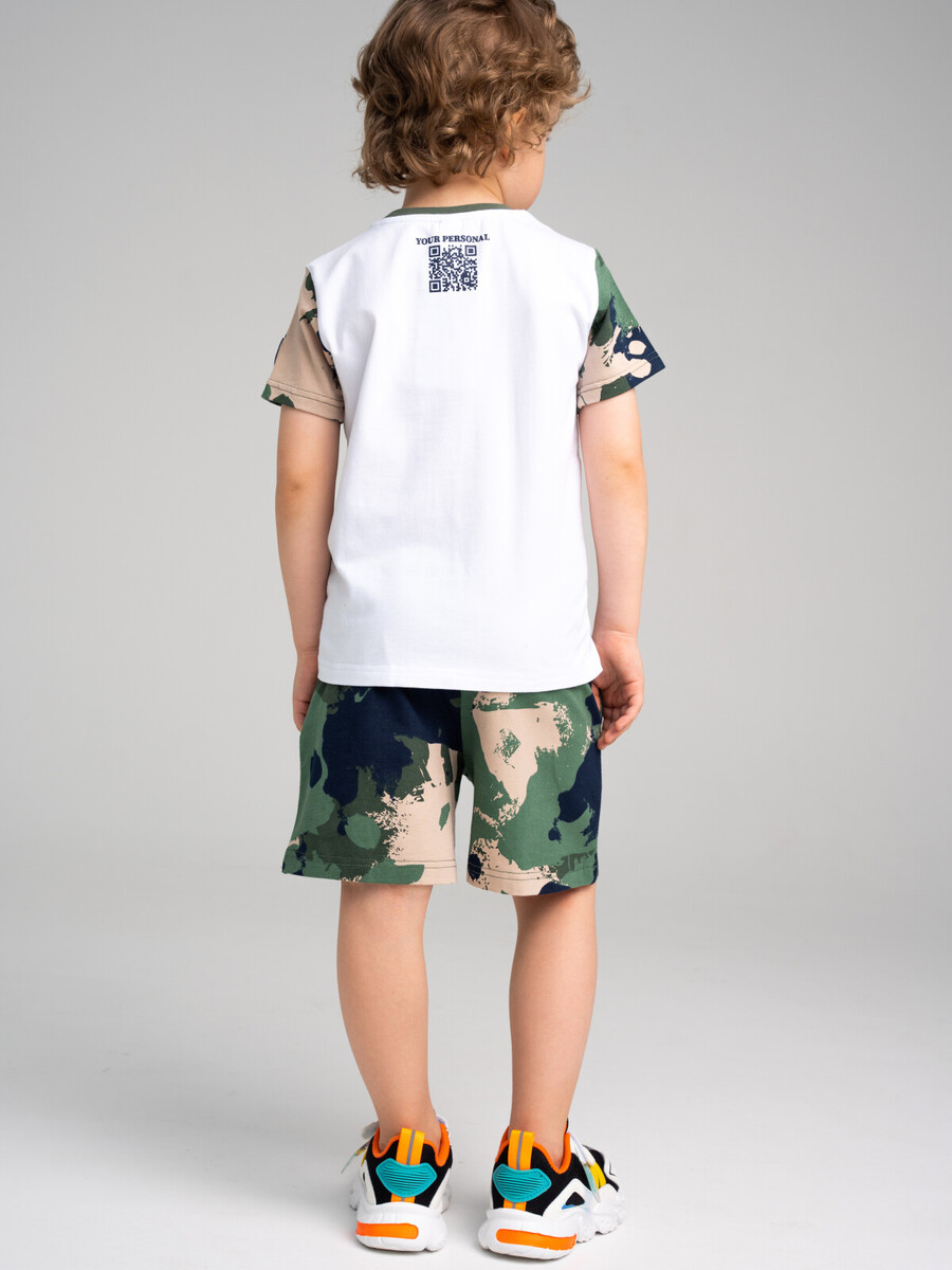 Комплект трикотажный фуфайка футболка шорты PLAYTODAY, размер рост 98 см, цвет белый 02597753 - фото 3
