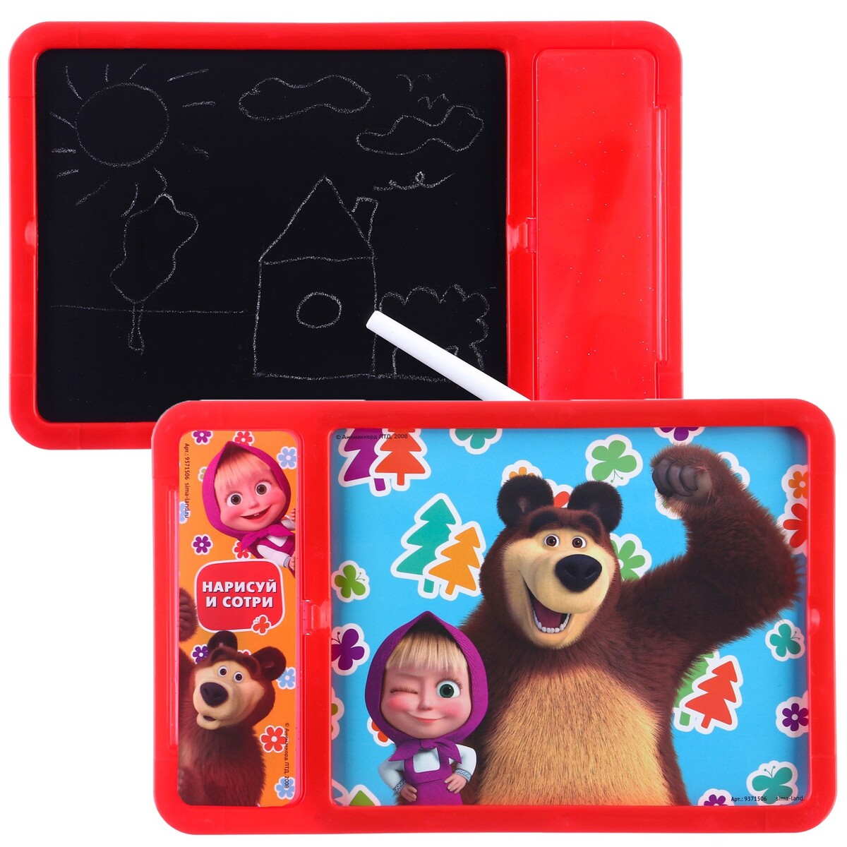 фото Доска для рисования с маркером-стиралкой, маша и медведь красный