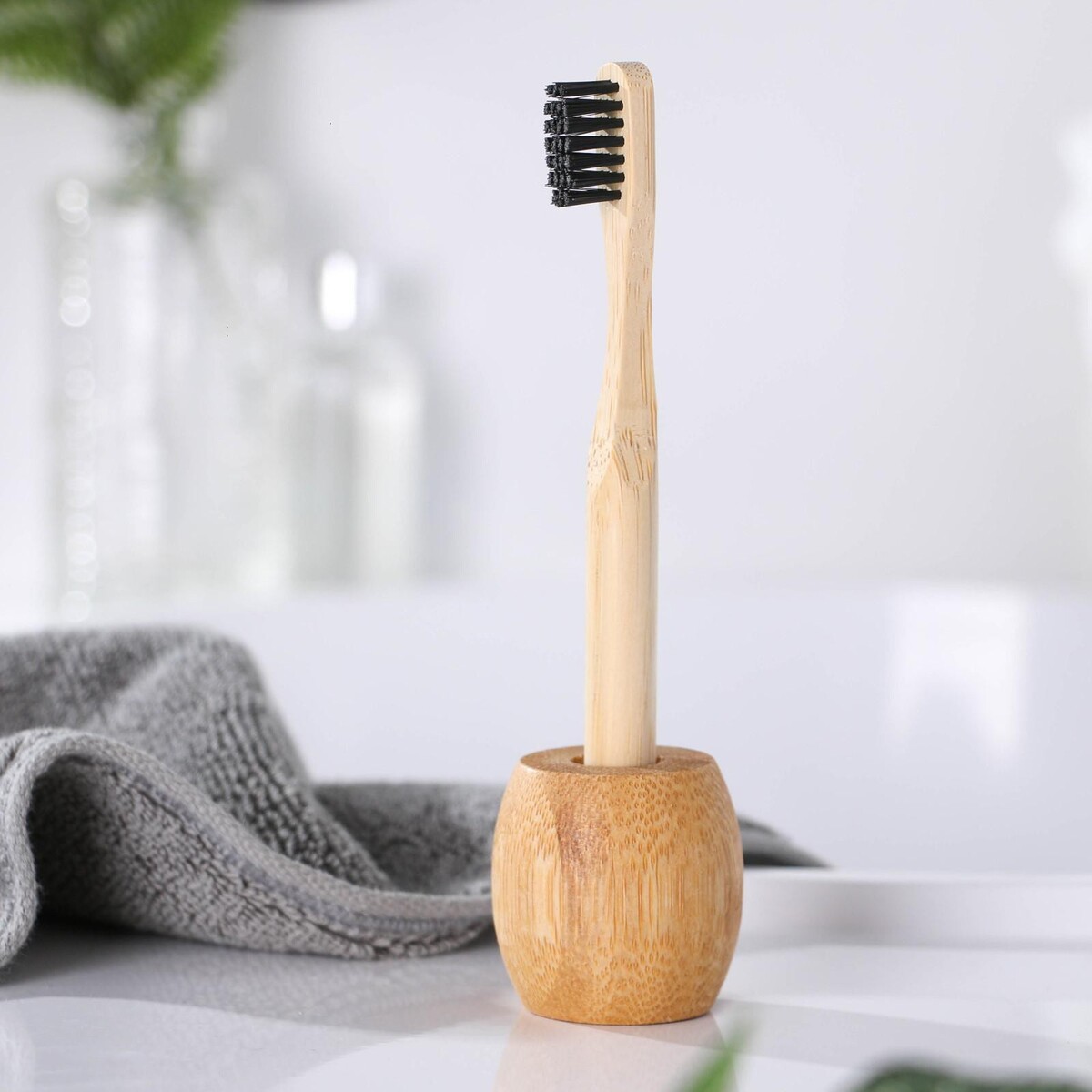 фото Бамбуковая зубная щетка с подставкой beauty fox