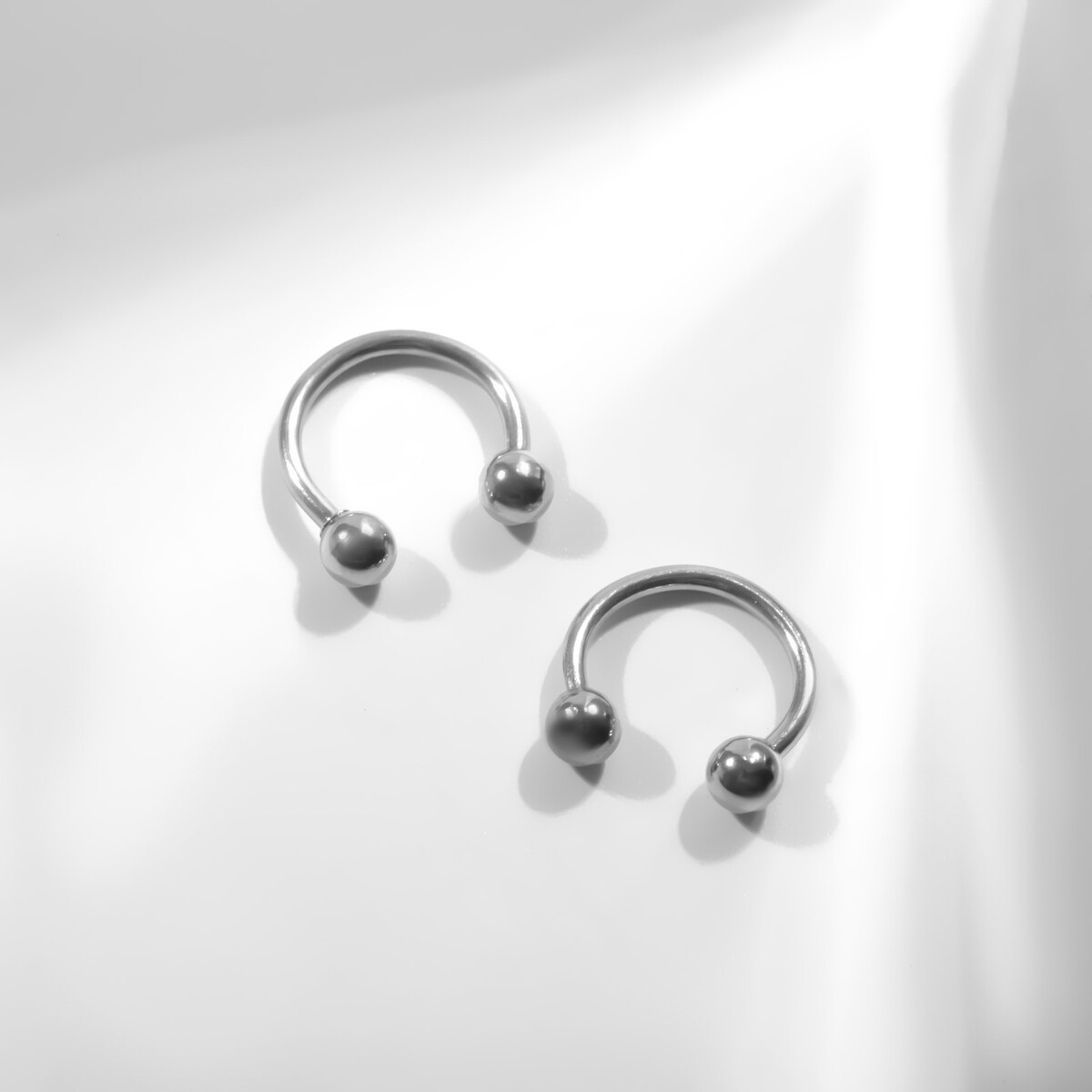 Циркуляр в бровь (пирсинг), шар, d=8 мм, пара, цвет серебро пирсинг в ухо кольцо солнце d 13мм серебро