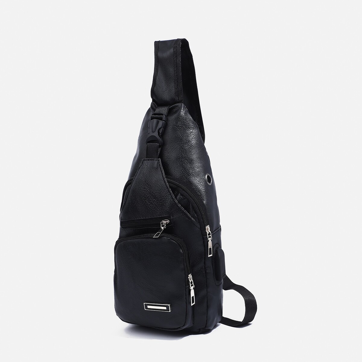 Сумка слинг мужская из искусственной кожи, с usb, цвет черный рюкзак сумка мужская текстиль серый