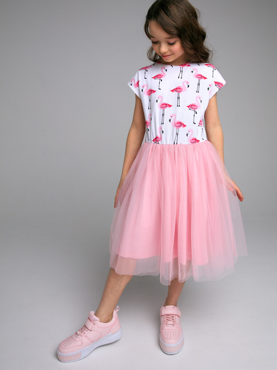 Платье трикотажное PLAYTODAY белый,светло-розового цвета