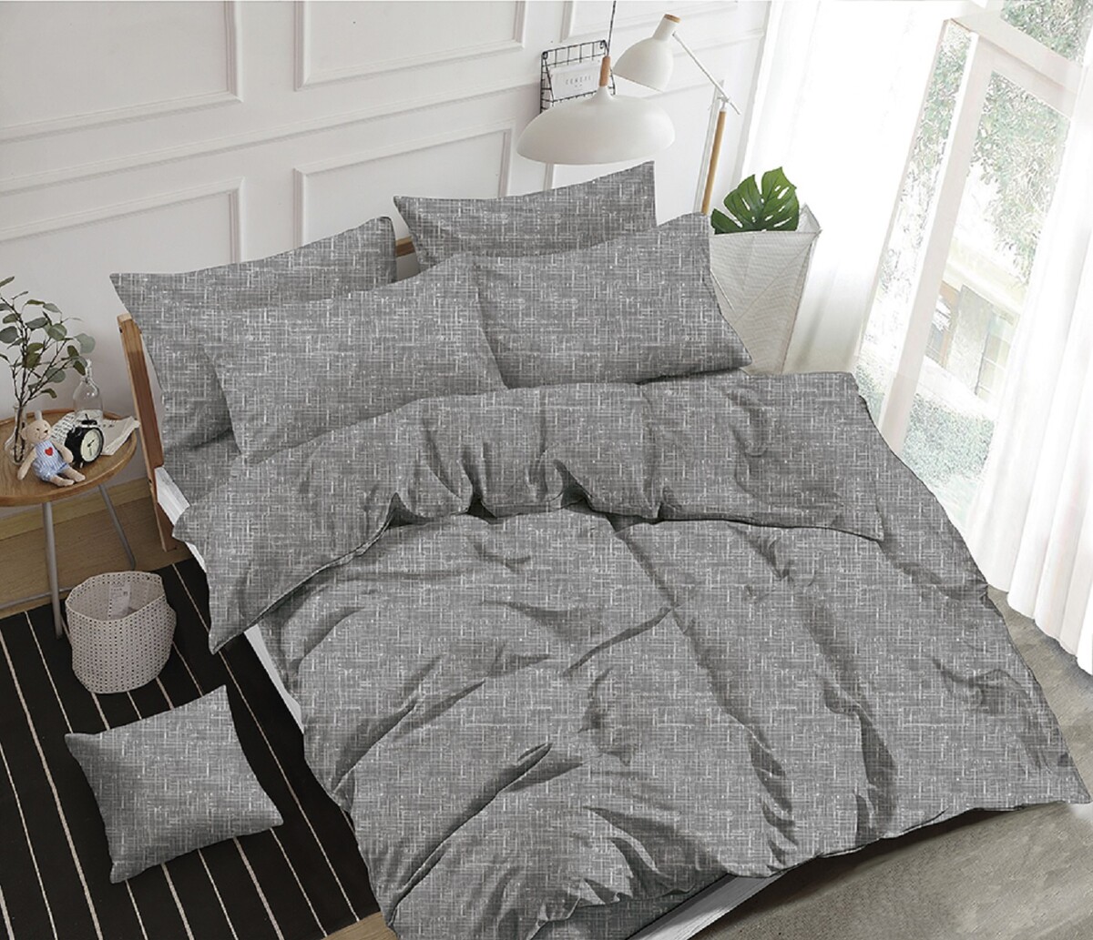 

Постельное белье однотонного 2-х сп с евро прост. элит, Серый