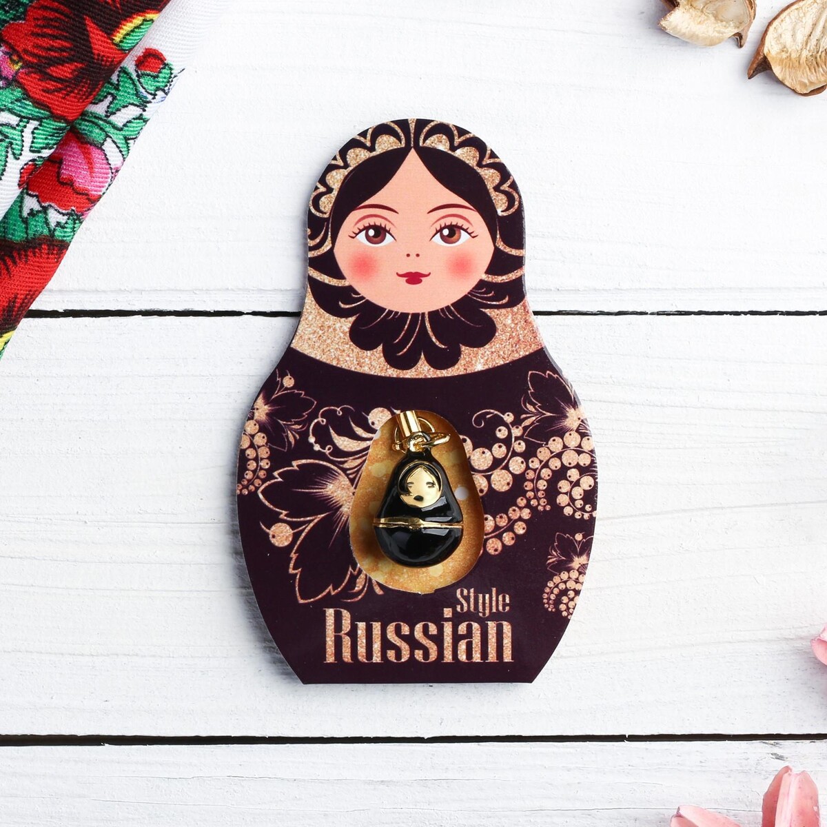 Подвеска-матрешка на открытке russian style No brand