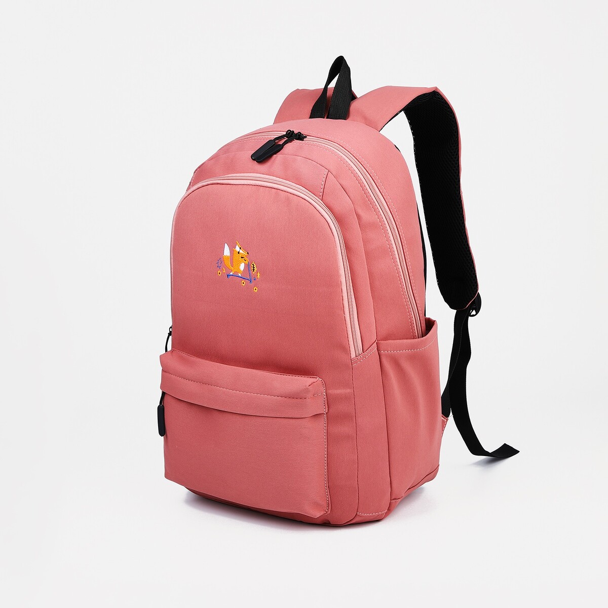 Рюкзак молодежный из текстиля, 2 отдела на молниях, 3 кармана, цвет розовый рюкзак молодежный из текстиля 3 кармана розовый