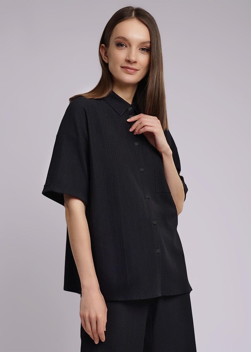 Блузка рубашка CLEVER, размер 44, цвет черный 02857638 - фото 1