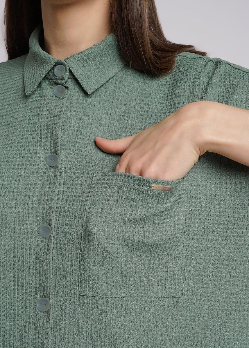 Блузка рубашка CLEVER, размер 44, цвет хаки 02857641 - фото 4