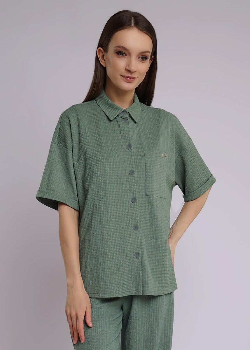 Блузка рубашка CLEVER, размер 44, цвет хаки 02857641 - фото 1
