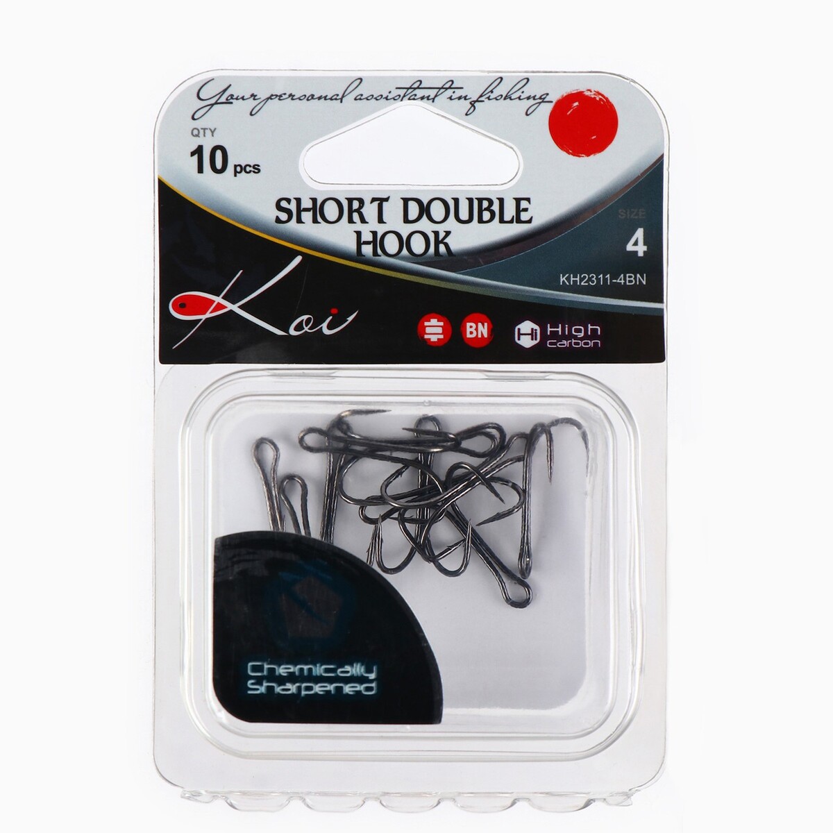 

Крючок двойник koi short double hook, цвет bn, № 4, 10 шт.