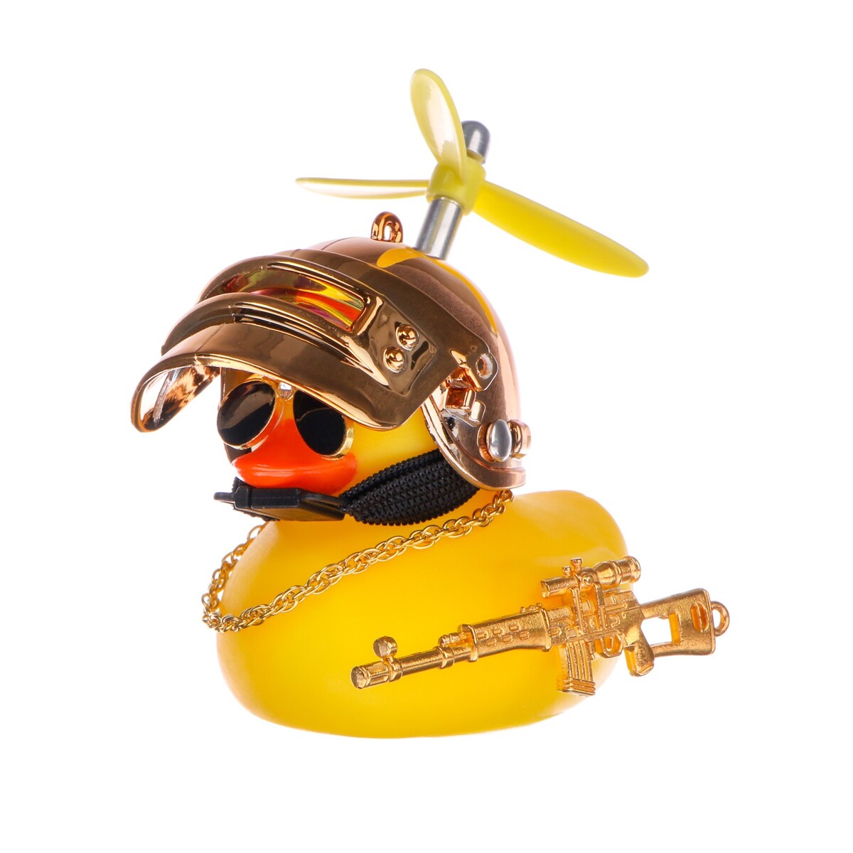 фото Утка с пропеллером желтая, шлем золотистый no brand