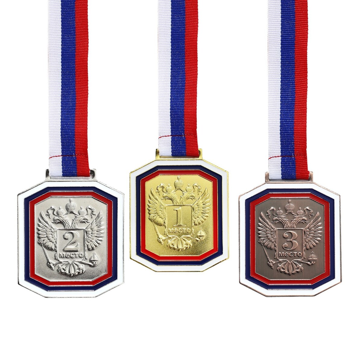 Медаль под нанесение 002, триколор. цвет бронз. с лентой. 6 х 7 см медаль под нанесение 067 диам 5 см триколор бронз с лентой
