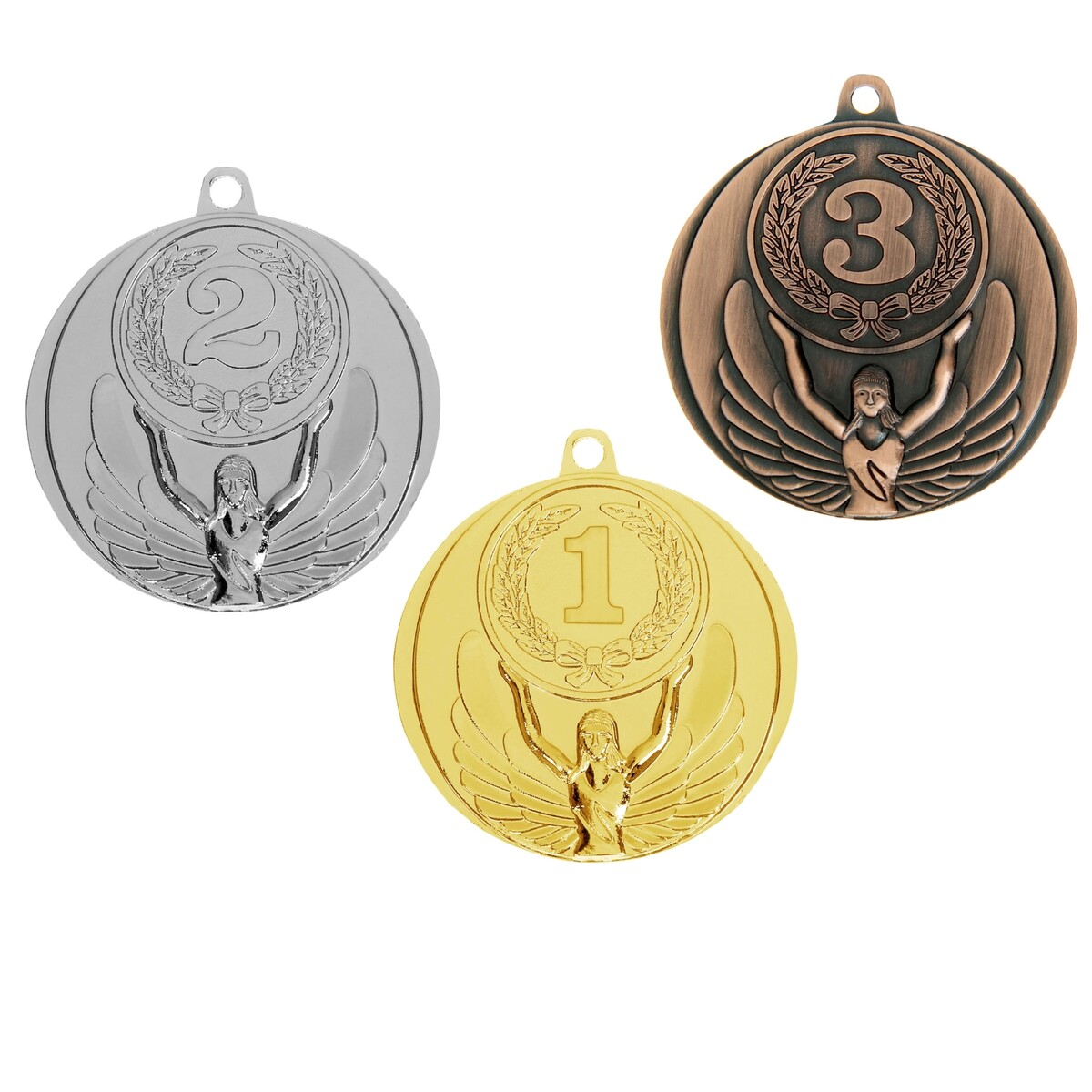Медаль призовая 017 диам 4,5 см. 3 место. цвет бронз. без ленты медаль призовая 003 диам 5 см 2 место сер без ленты