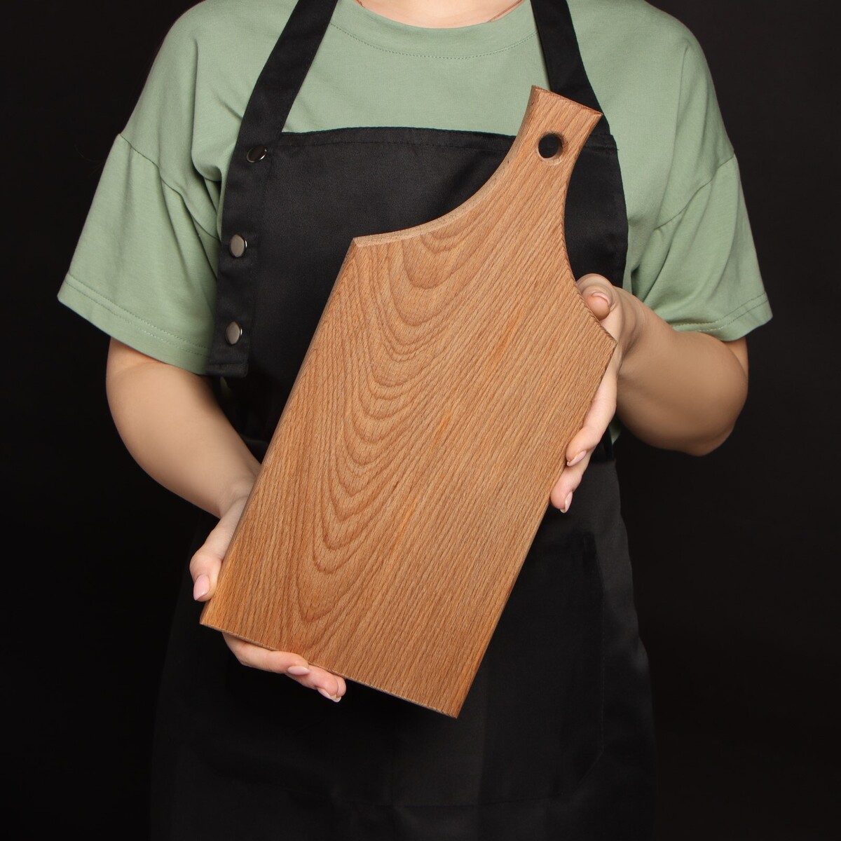 

Доска разделочная с ручкой, 35×16×2.2 см, цельный бук, Коричневый