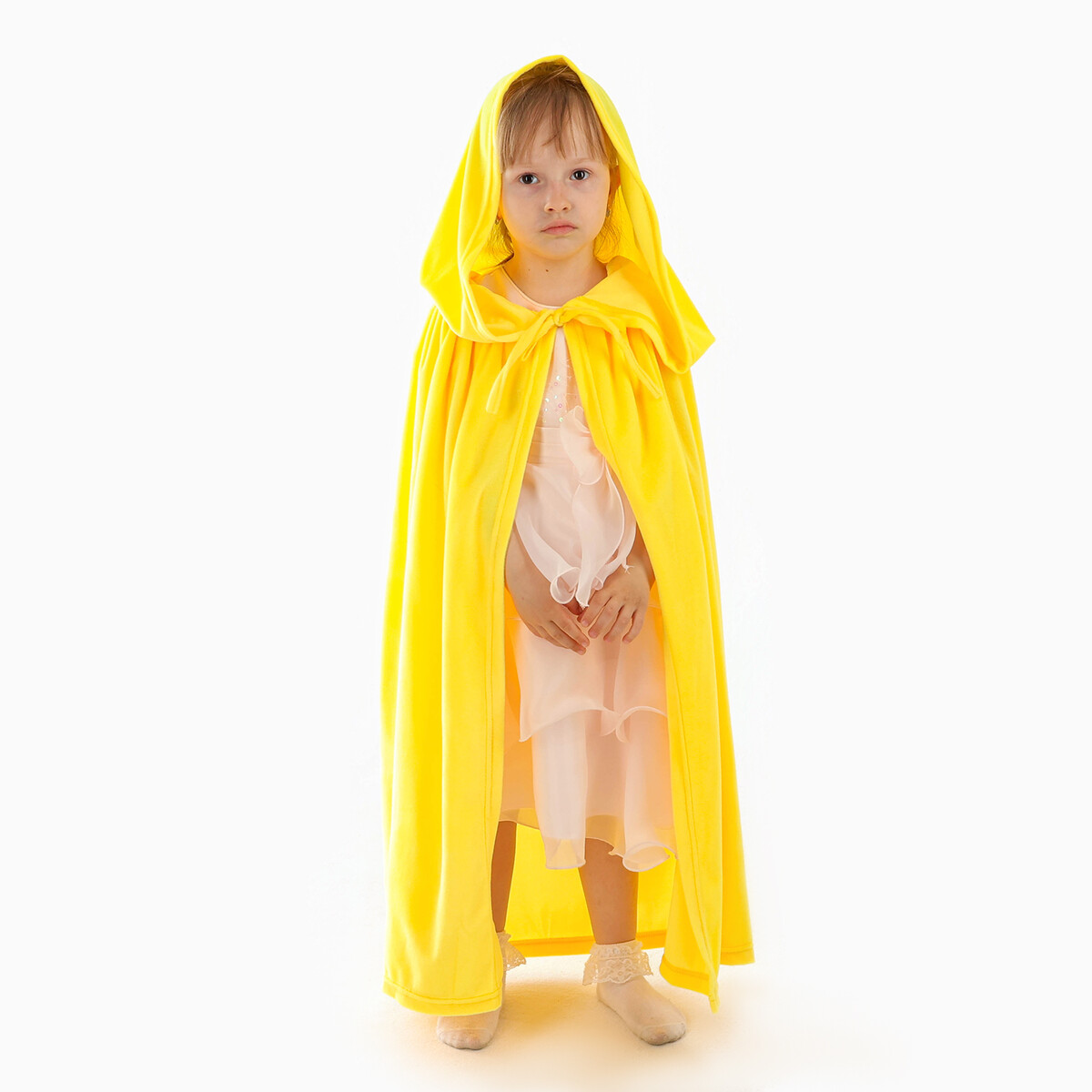 Карнавальный плащ детский, плюш желтый, длина 80 см
