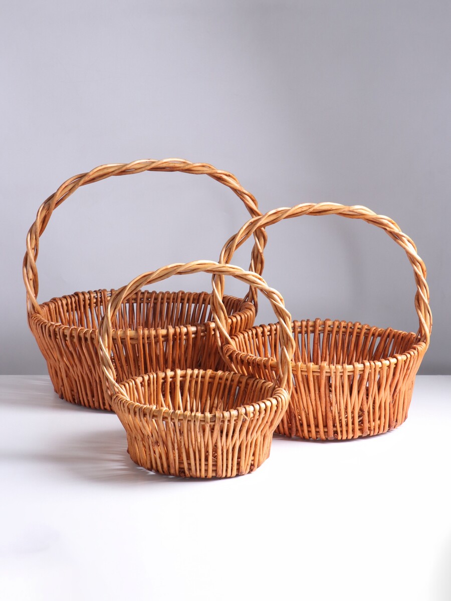 Набор корзин плетеных, 3 шт., 27×12×28 см, 34×14×34 см, 41×16×40 см