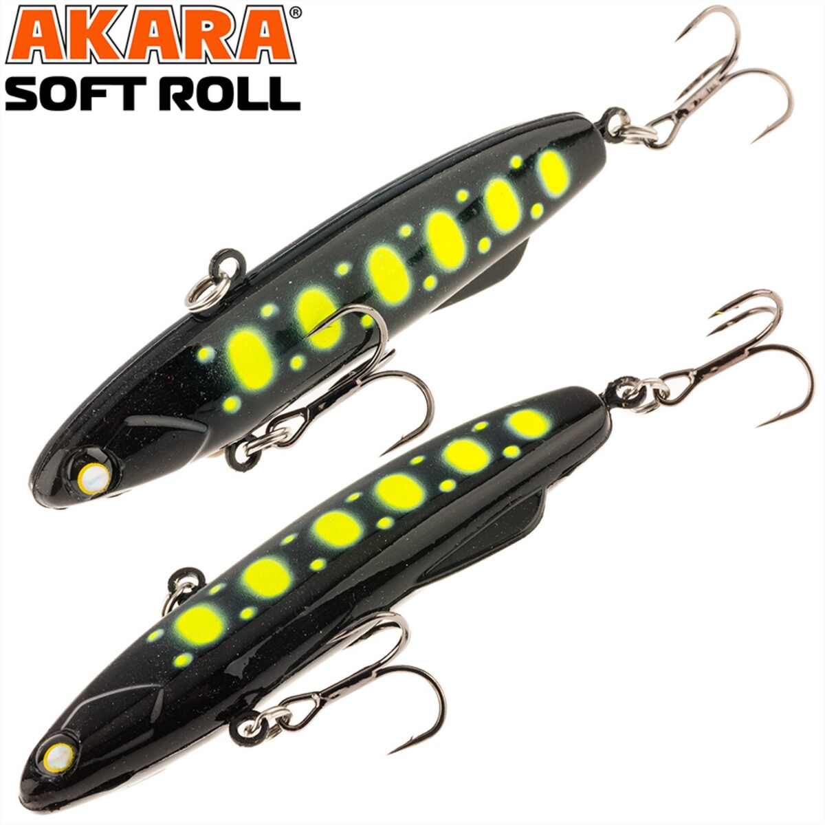 

Воблер akara раттлин soft roll 80 мм, цвет a215, 28 гр., Черный;желтый