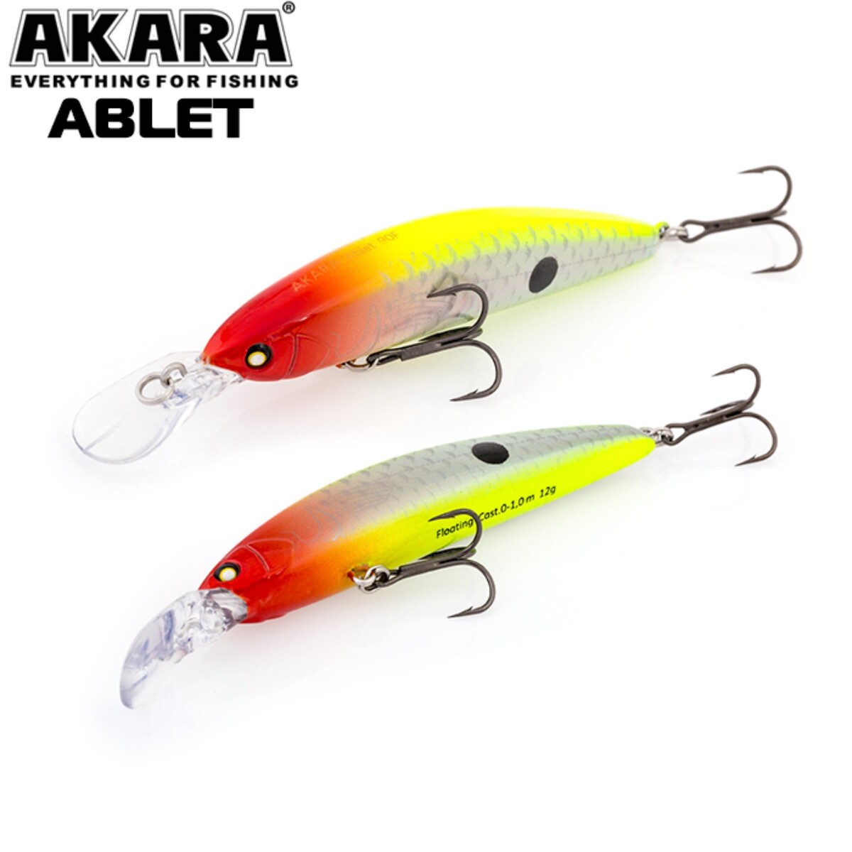 

Воблер akara ablet 90f, цвет a60, длина 9 см, 12 гр., Желтый;красный