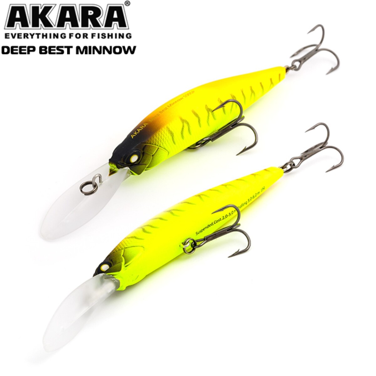 

Воблер akara deep best minnow 100sp , цвет a105, длина 10 см, 16 гр., Желтый;черный
