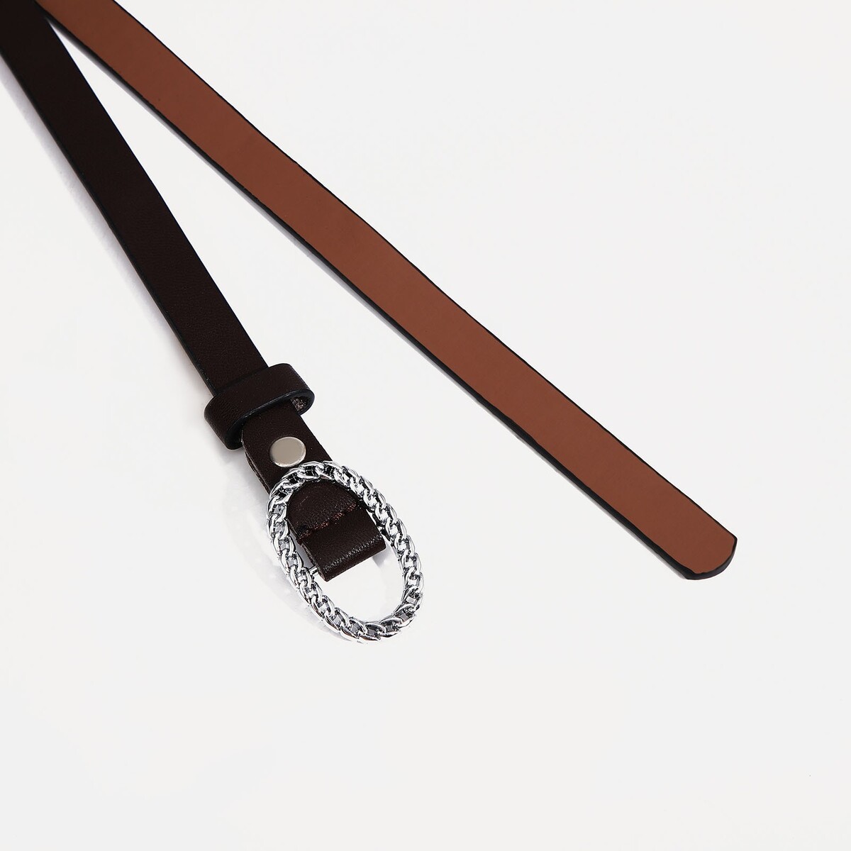 фото Ремень женский, ширина 1,3 см, винт, пряжка металл, цвет коричневый no brand