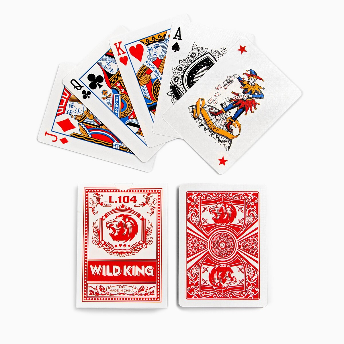 Карты игральные бумажные wild king, 55 шт, 280 г/м2, красные, 6.3 х 8.8 см сувенирные игральные карты серия санкт петербург 54 шт колода ин 2502