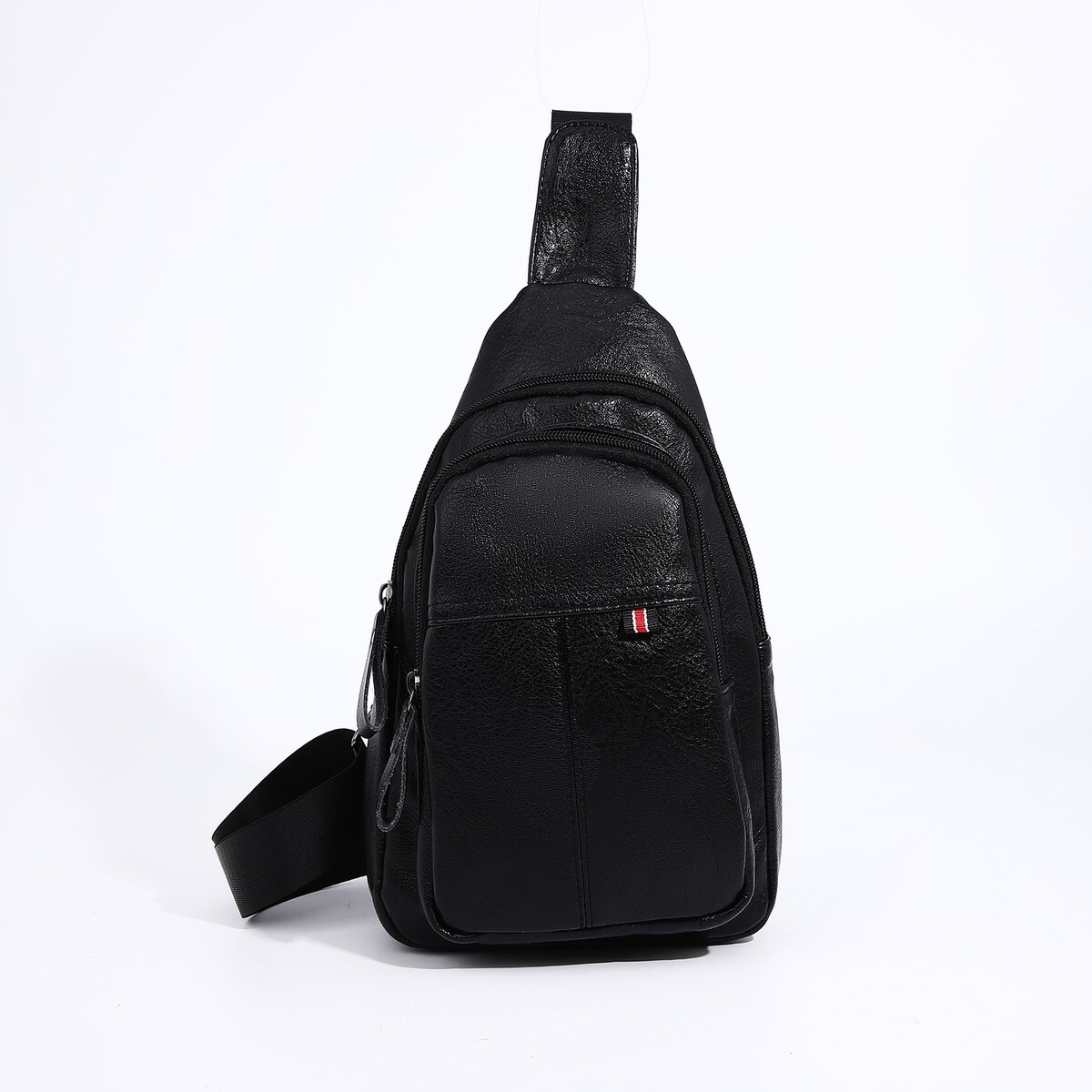 фото Сумка слинг мужская, искусственная кожа, цвет черный no brand