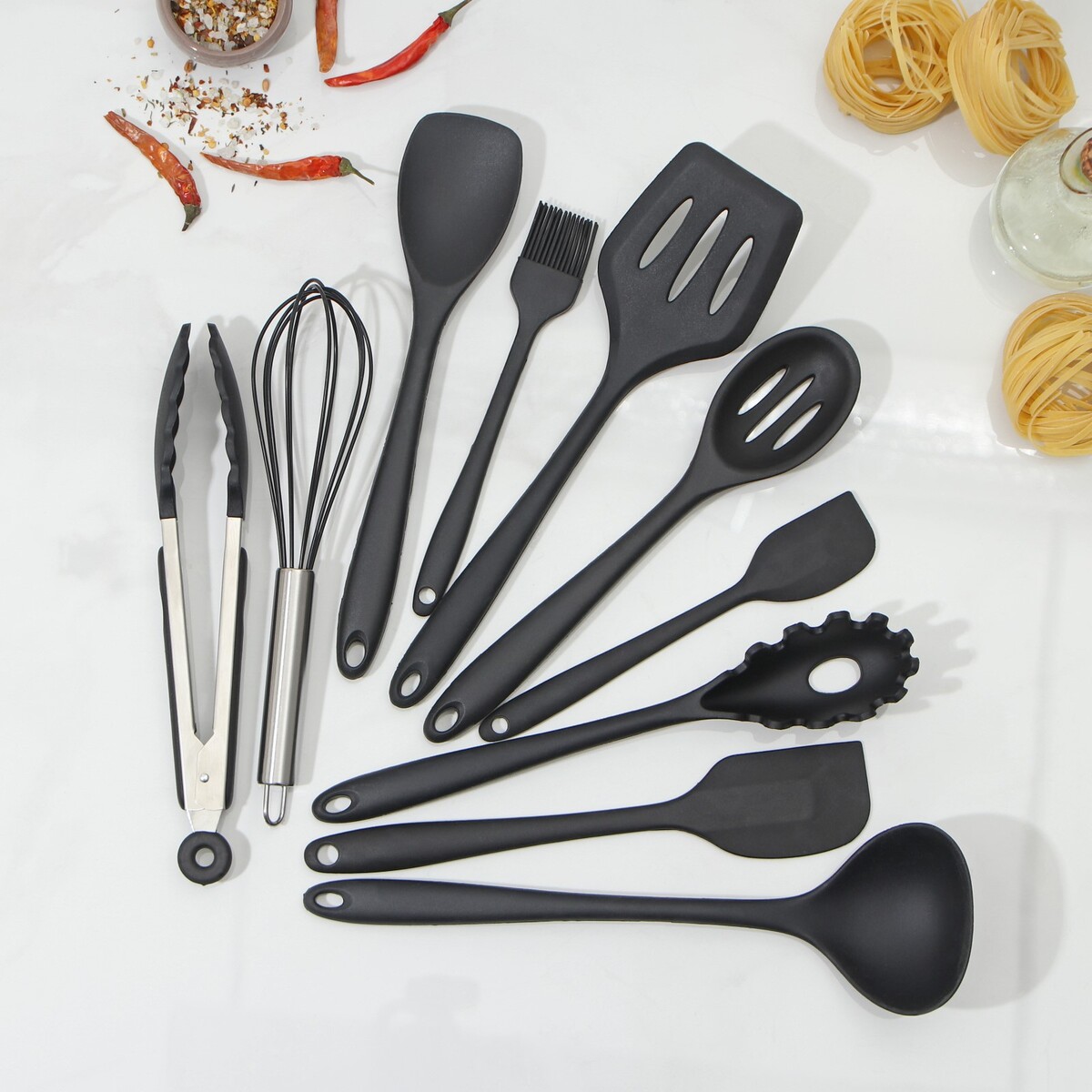 Набор кухонных принадлежностей black, 10 предметов, цвет черный набор слесарных инструментов bartex 1 4 сталь кейс 57 предметов