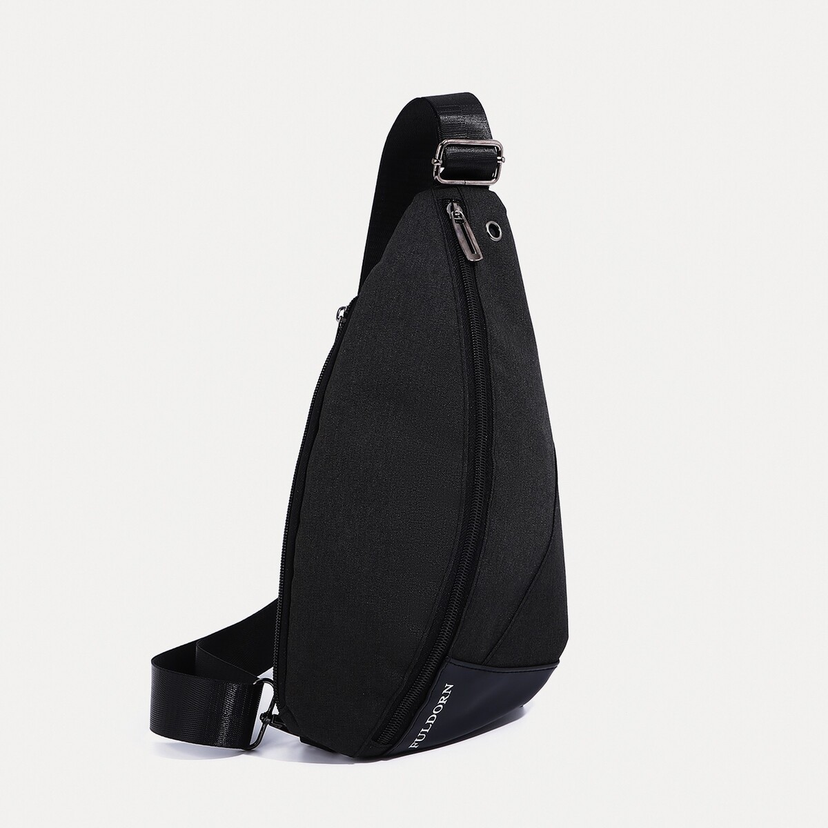 

Рюкзак-слинг на молнии, 2 наружных кармана, цвет чёрный, Черный