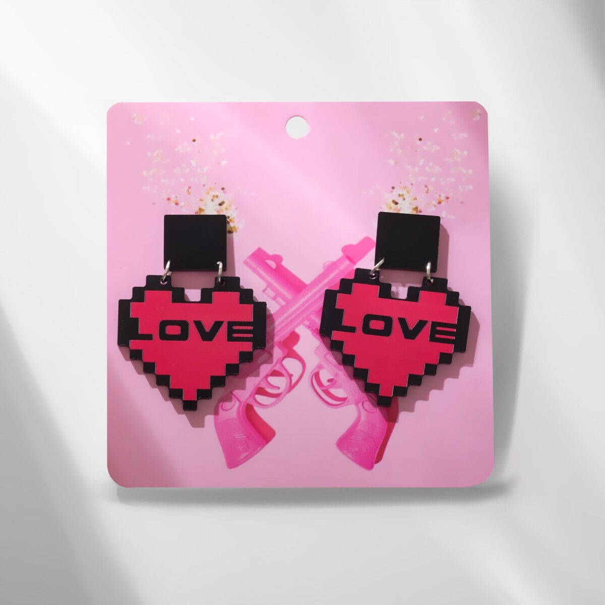 Серьги акрил one love, цвет черно-розовый в серебре Queen fair 03188796:  купить за 190 руб в интернет магазине с бесплатной доставкой