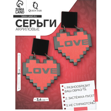 Серьги акриловые one love, цвет черно-ро