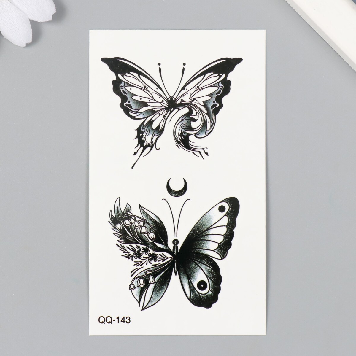 Татуировка на тело черная косметичка аниме японский зонтик и бабочки черная pu 11х23 пвх бокс 12 07248 615