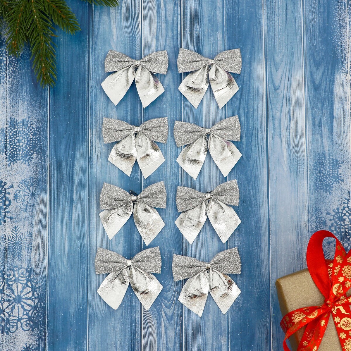 

Ёлочные игрушки 8 шт.,, Серебристый