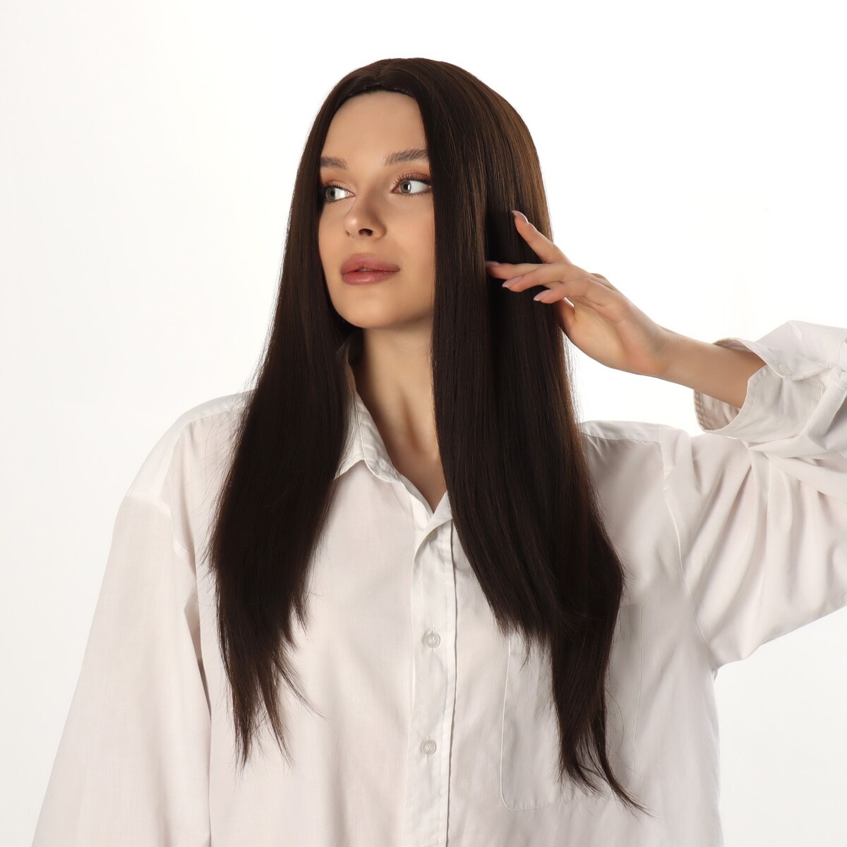 Парик искусственный, имитация кожи, 60 см, 270 гр, цвет русый(#sht8) парик искусственный с челкой имитация кожи 30 см молочный