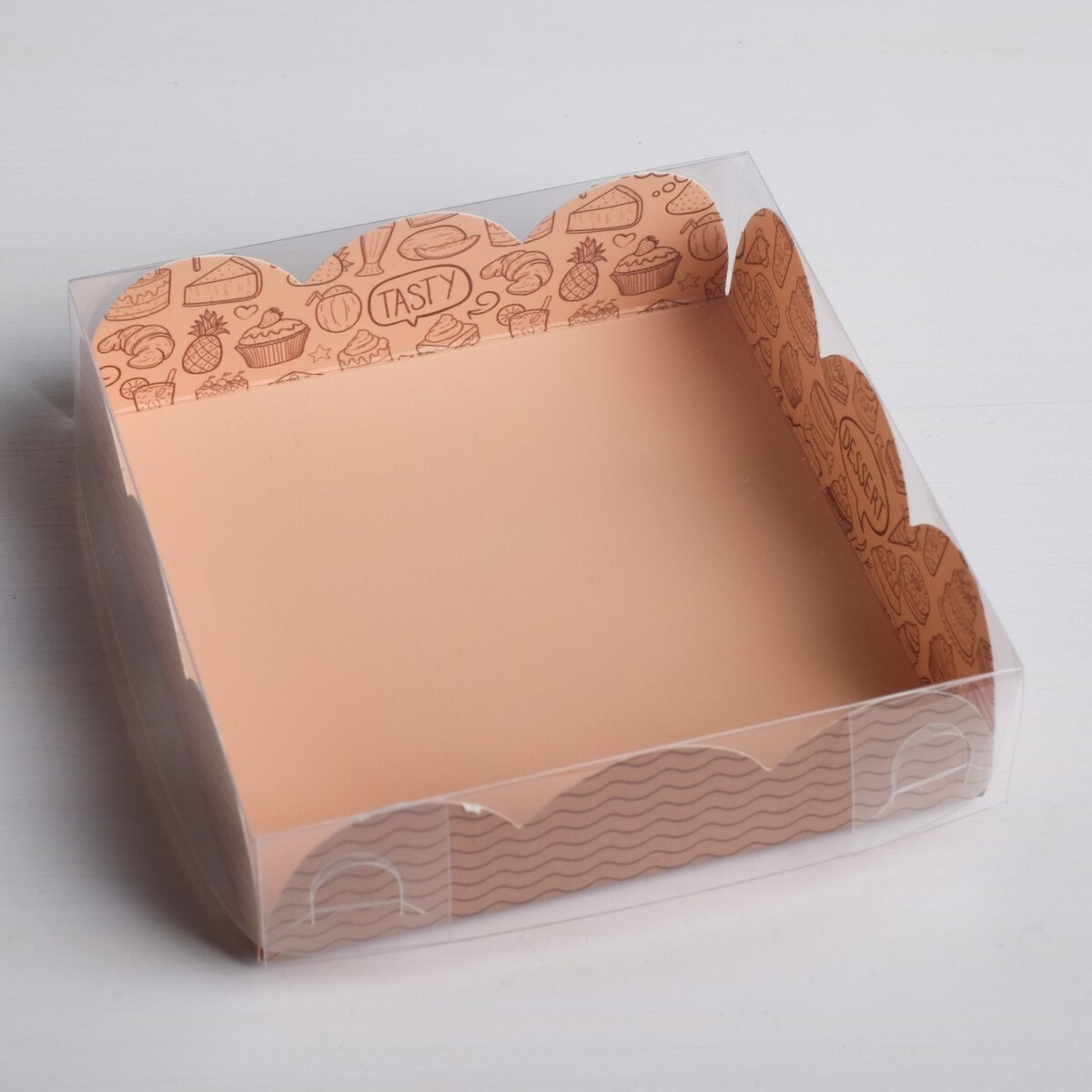 

Коробка для кондитерских изделий с pvc-крышкой desert, 10,5 × 10,5 × 3 см, Оранжевый