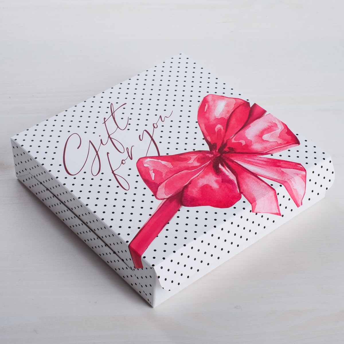 

Коробка складная gift for you, 14 × 14 × 3,5 см, Разноцветный